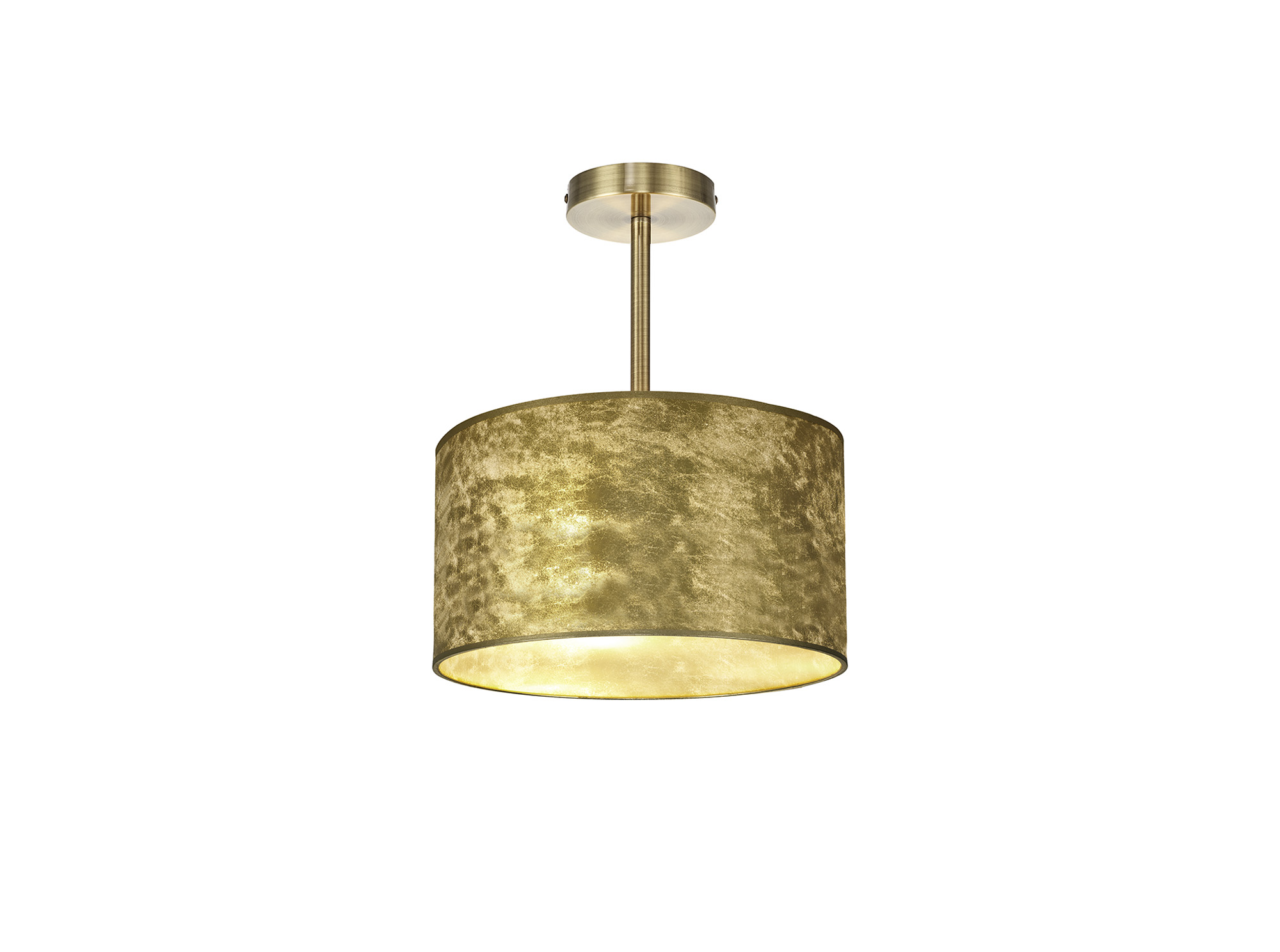 DK0822  Baymont 30cm Semi Flush 1 Light Antique Brass, Gold Leaf